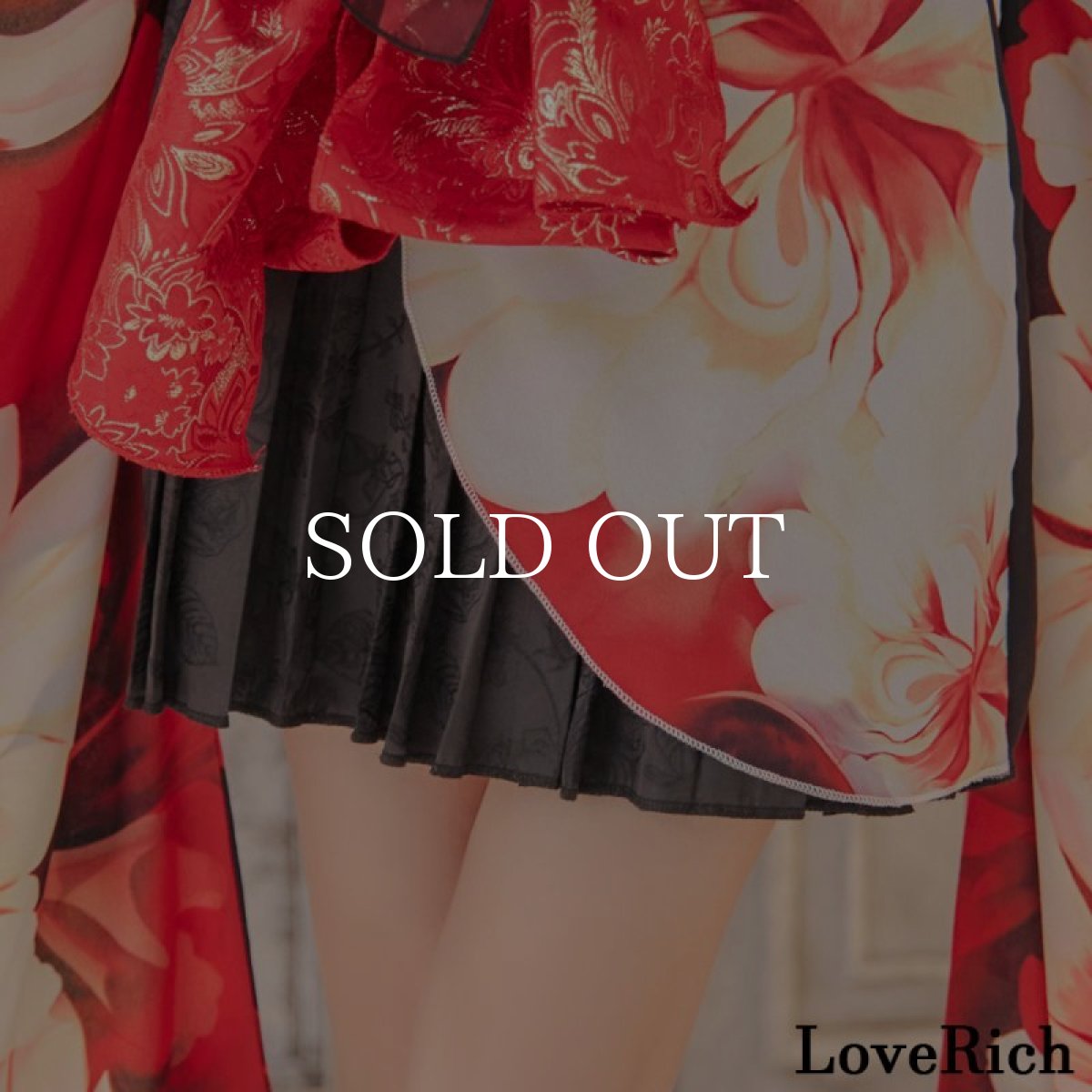 画像13: 【高級ライン】【2点セット】シフォン 花柄 アシンメトリー ミニスカート オフショル 豪華 帯 花魁 着物 ドレス コスプレ イベント ハロウィン (13)