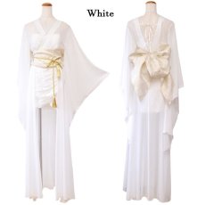 画像16: 【送料無料！】【高級ライン】【3点セット】シフォン レース ミニスカート ロング 豪華 花魁 着物 ドレス コスプレ イベント ハロウィン (16)