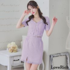 画像10: 【SALE30％OFF】【SMLサイズ/4カラー】ツイード セットアップ 袖あり 背中隠し 谷間魅せ タイト ミニドレス キャバドレス  (10)
