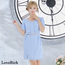 画像5: 【SALE30％OFF】【SMLサイズ/4カラー】ツイード セットアップ 袖あり 背中隠し 谷間魅せ タイト ミニドレス キャバドレス  (5)