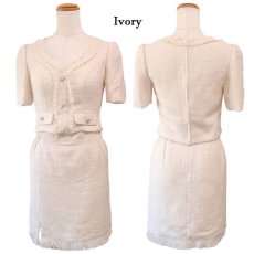 画像17: 【SALE30％OFF】【SMLサイズ/4カラー】ツイード セットアップ 袖あり 背中隠し 谷間魅せ タイト ミニドレス キャバドレス  (17)
