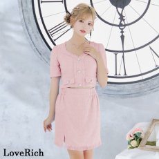 画像9: 【SALE30％OFF】【SMLサイズ/4カラー】ツイード セットアップ 袖あり 背中隠し 谷間魅せ タイト ミニドレス キャバドレス  (9)
