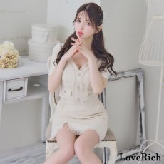 画像4: 【SALE30％OFF】【SMLサイズ/4カラー】ツイード セットアップ 袖あり 背中隠し 谷間魅せ タイト ミニドレス キャバドレス  (4)