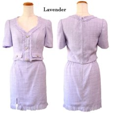 画像20: 【SALE30％OFF】【SMLサイズ/4カラー】ツイード セットアップ 袖あり 背中隠し 谷間魅せ タイト ミニドレス キャバドレス  (20)