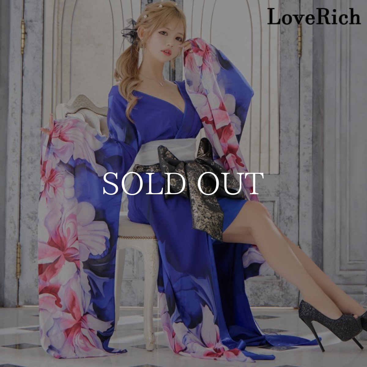 画像1: 【高級ライン】【2点セット】花柄 シフォン ミニスカート ロング 豪華 花魁 着物 ドレス コスプレ イベント ハロウィン (1)