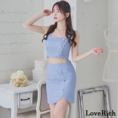 画像2: 【SALE10％OFF】【SMLサイズ/4カラー】ツイード セットアップ スクエアネック ノースリーブ タイト ミニドレス キャバドレス  (2)