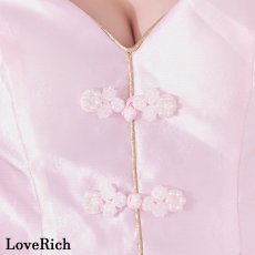 画像9: 【SMLサイズ/2カラー/2点セット】バストカット スリット 美胸 谷間魅せ 花柄 美脚 チャイナドレス チャイナ服 ミニ コスプレ イベント ハロウィン キャバドレス (9)