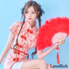 画像2: 【SMLサイズ/2カラー/3点セット】スリット 美胸 花柄 美脚 チャイナドレス チャイナ服 ミニ コスプレ イベント ハロウィン キャバドレス (2)