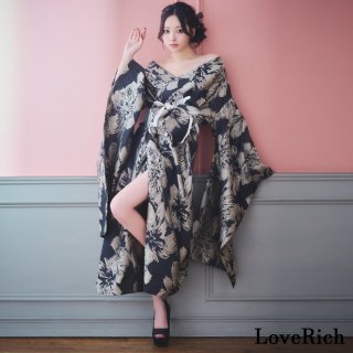 ラブリッチ⭐︎ キャバドレス　ボレロ スリット 透け ロング 花魁　着物　花柄 ラブリッチ⭐︎ キャバドレスボレロ スリット 透け ロング 花魁