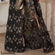 画像13: 【高級ライン】【2カラー/2点セット】ワンショル アシンメトリー 花柄 レース ロングinミニスカート 豪華 帯 花魁 着物 ドレス コスプレ ハロウィン キャバドレス (13)