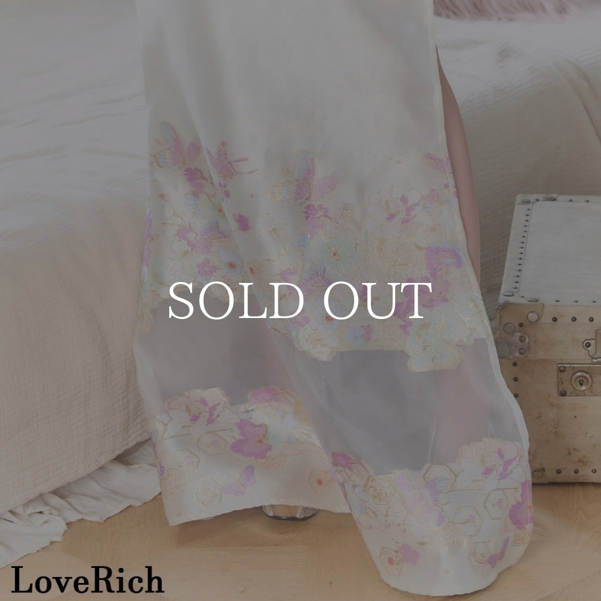 画像15: 送料無料！【高級ライン】【2カラー/2点セット】花柄 刺繍 スリット 透け ロング 花魁 着物 ドレス コスプレ イベント ハロウィン キャバドレス (15)