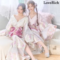 画像1: 送料無料！【高級ライン】【2カラー/2点セット】花柄 刺繍 スリット 透け ロング 花魁 着物 ドレス コスプレ イベント ハロウィン キャバドレス (1)