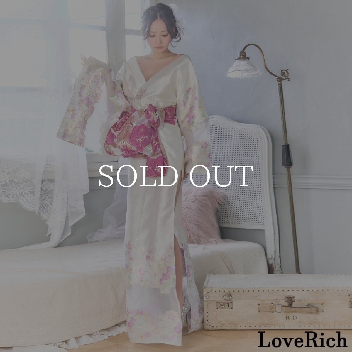 画像4: 送料無料！【高級ライン】【2カラー/2点セット】花柄 刺繍 スリット 透け ロング 花魁 着物 ドレス コスプレ イベント ハロウィン キャバドレス (4)