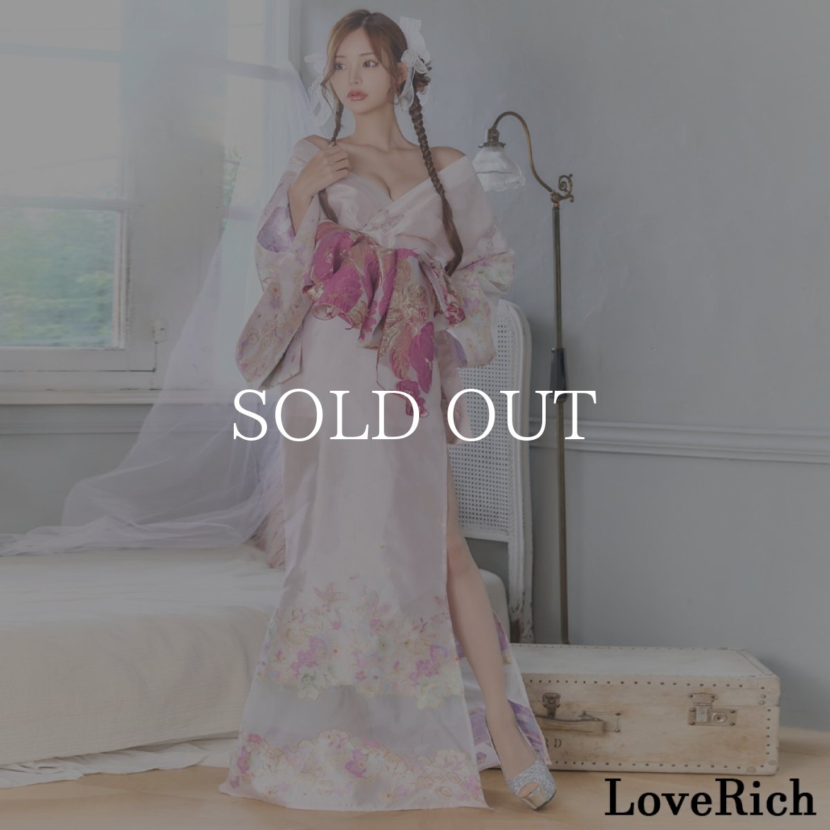 画像10: 送料無料！【高級ライン】【2カラー/2点セット】花柄 刺繍 スリット 透け ロング 花魁 着物 ドレス コスプレ イベント ハロウィン キャバドレス (10)