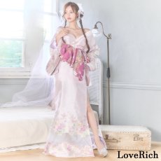 画像10: 送料無料！【高級ライン】【2カラー/2点セット】花柄 刺繍 スリット 透け ロング 花魁 着物 ドレス コスプレ イベント ハロウィン キャバドレス (10)
