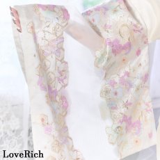 画像13: 送料無料！【高級ライン】【2カラー/2点セット】花柄 刺繍 スリット 透け ロング 花魁 着物 ドレス コスプレ イベント ハロウィン キャバドレス (13)