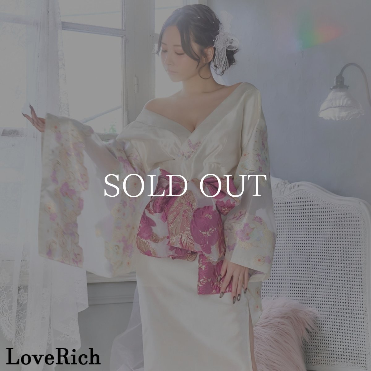 画像5: 送料無料！【高級ライン】【2カラー/2点セット】花柄 刺繍 スリット 透け ロング 花魁 着物 ドレス コスプレ イベント ハロウィン キャバドレス (5)