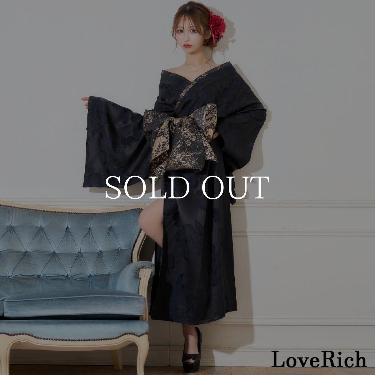 画像5: 送料無料！【高級ライン】【2カラー/2点セット】花柄 ロング オフショル 豪華 花魁 着物 ドレス コスプレ イベント ハロウィン (5)