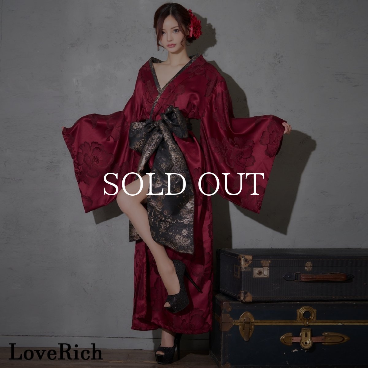 画像6: 送料無料！【高級ライン】【2カラー/2点セット】花柄 ロング オフショル 豪華 花魁 着物 ドレス コスプレ イベント ハロウィン (6)