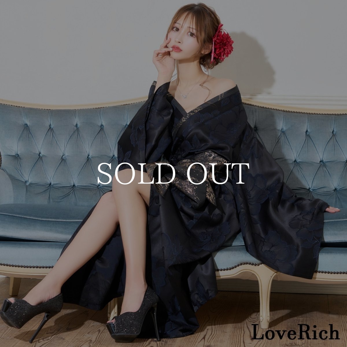 画像2: 送料無料！【高級ライン】【2カラー/2点セット】花柄 ロング オフショル 豪華 花魁 着物 ドレス コスプレ イベント ハロウィン (2)