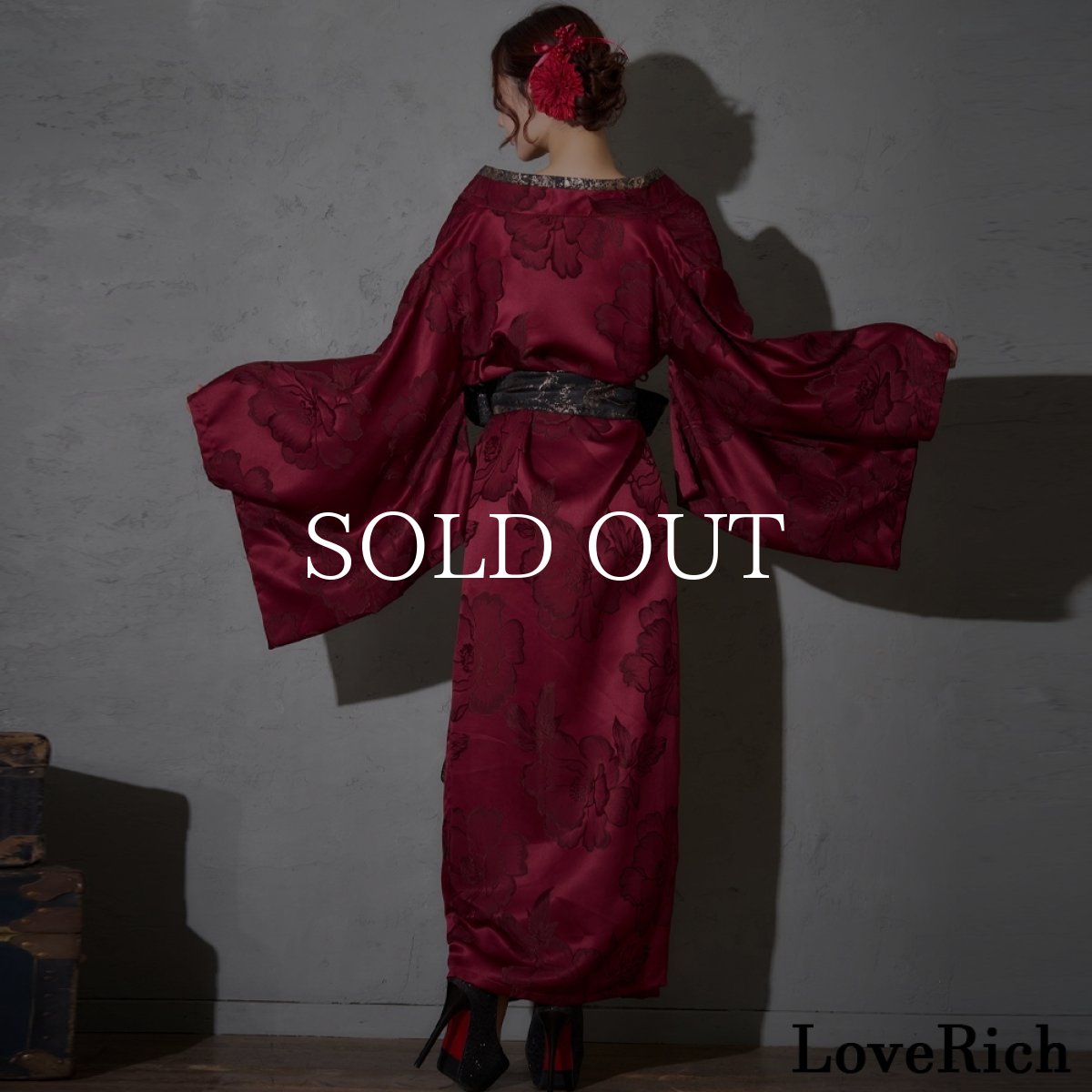 画像13: 送料無料！【高級ライン】【2カラー/2点セット】花柄 ロング オフショル 豪華 花魁 着物 ドレス コスプレ イベント ハロウィン (13)