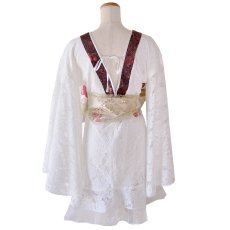 画像22: 再入荷！【3カラー/3点セット】レース フリル オーガンジー 小花柄 ミニ 豪華 帯 花魁 着物 ドレス コスプレ イベント ハロウィン キャバドレス (22)