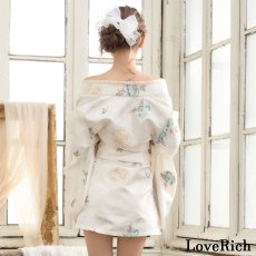 画像21: 【高級ライン】【4カラー/2点セット】こだわり花柄刺繍 蝶々柄 和柄 オフショル ミニ 豪華 帯 リボン 花魁 着物 ドレス コスプレ イベント ハロウィン (21)