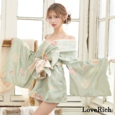 画像13: 【高級ライン】【4カラー/2点セット】こだわり花柄刺繍 蝶々柄 和柄 オフショル ミニ 豪華 帯 リボン 花魁 着物 ドレス コスプレ イベント ハロウィン (13)