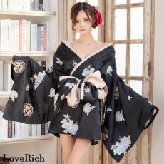 画像5: 【高級ライン】【4カラー/2点セット】こだわり花柄刺繍 蝶々柄 和柄 オフショル ミニ 豪華 帯 リボン 花魁 着物 ドレス コスプレ イベント ハロウィン (5)