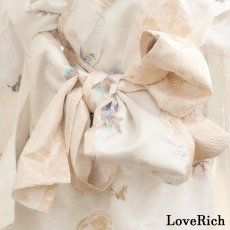 画像15: 【高級ライン】【4カラー/2点セット】こだわり花柄刺繍 蝶々柄 和柄 オフショル ミニ 豪華 帯 リボン 花魁 着物 ドレス コスプレ イベント ハロウィン (15)
