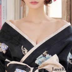 画像17: 【高級ライン】【4カラー/2点セット】こだわり花柄刺繍 蝶々柄 和柄 オフショル ミニ 豪華 帯 リボン 花魁 着物 ドレス コスプレ イベント ハロウィン (17)