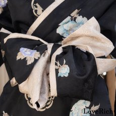 画像18: 【高級ライン】【4カラー/2点セット】こだわり花柄刺繍 蝶々柄 和柄 オフショル ミニ 豪華 帯 リボン 花魁 着物 ドレス コスプレ イベント ハロウィン (18)