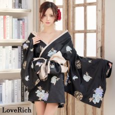 画像2: 【高級ライン】【4カラー/2点セット】こだわり花柄刺繍 蝶々柄 和柄 オフショル ミニ 豪華 帯 リボン 花魁 着物 ドレス コスプレ イベント ハロウィン (2)
