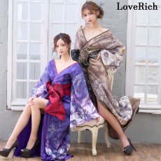 画像1: 送料無料！【高級ライン】【2カラー/2点セット】ヒョウ柄 花柄 スリット ロング オフショル 豪華 花魁 着物 ドレス コスプレ イベント ハロウィン (1)