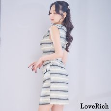 画像10: 【SMLサイズ】ボーダー スパンコール 襟 ノースリーブ セットアップ 背中隠し タイト セクシー ミニドレス キャバドレス  (10)