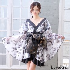 画像6: 【高級ライン】【2点セット/2カラー】和柄 花柄 フリル ミニ 豪華 帯 花魁 着物 ドレス コスプレ ハロウィン キャバドレス (6)