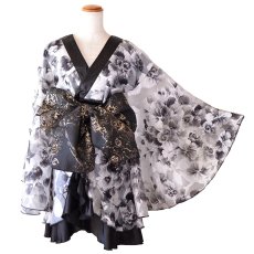画像18: 【高級ライン】【2点セット/2カラー】和柄 花柄 フリル ミニ 豪華 帯 花魁 着物 ドレス コスプレ ハロウィン キャバドレス (18)