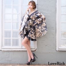 画像11: 【高級ライン】【2点セット/2カラー】和柄 花柄 フリル ミニ 豪華 帯 花魁 着物 ドレス コスプレ ハロウィン キャバドレス (11)
