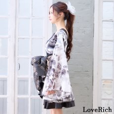 画像15: 【高級ライン】【2点セット/2カラー】和柄 花柄 フリル ミニ 豪華 帯 花魁 着物 ドレス コスプレ ハロウィン キャバドレス (15)