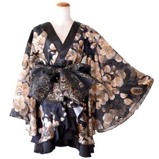 画像20: 【高級ライン】【2点セット/2カラー】和柄 花柄 フリル ミニ 豪華 帯 花魁 着物 ドレス コスプレ ハロウィン キャバドレス (20)