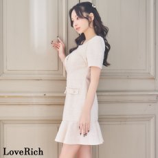 画像9: 【SMLサイズ】マーメイドスカート パールファスナー ボタン 袖あり 背中隠し 美胸 タイト ミニドレス キャバドレス  (9)