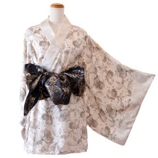 画像16: 【2点セット】シック 花柄 和柄 オフショル ミニ 豪華 帯 リボン 花魁 着物 ドレス コスプレ イベント ハロウィン (16)