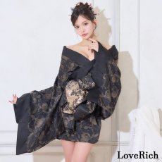 画像9: 【2点セット】シック 花柄 和柄 オフショル ミニ 豪華 帯 リボン 花魁 着物 ドレス コスプレ イベント ハロウィン (9)