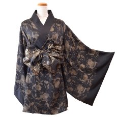 画像18: 【2点セット】シック 花柄 和柄 オフショル ミニ 豪華 帯 リボン 花魁 着物 ドレス コスプレ イベント ハロウィン (18)