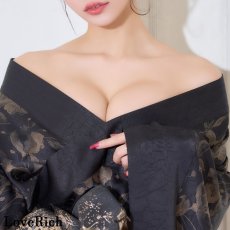 画像10: 【2点セット】シック 花柄 和柄 オフショル ミニ 豪華 帯 リボン 花魁 着物 ドレス コスプレ イベント ハロウィン (10)