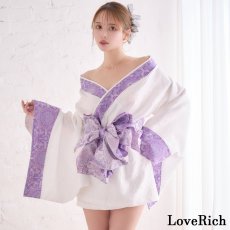 画像2: 【高級ライン】【2点セット】和モダン ジャガード オフショル ミニ 豪華 帯 リボン 花魁 着物 ドレス コスプレ イベント ハロウィン (2)