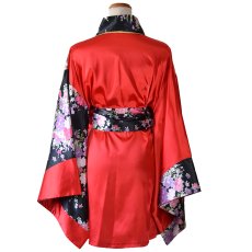 画像22: 【2点セット/5カラー】バイカラー 花柄 和柄 オフショル ミニ 豪華 帯 リボン 花魁 着物 ドレス コスプレ イベント ハロウィン (22)
