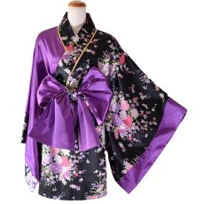 画像23: 【2点セット/5カラー】バイカラー 花柄 和柄 オフショル ミニ 豪華 帯 リボン 花魁 着物 ドレス コスプレ イベント ハロウィン (23)