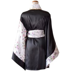 画像30: 【2点セット/5カラー】バイカラー 花柄 和柄 オフショル ミニ 豪華 帯 リボン 花魁 着物 ドレス コスプレ イベント ハロウィン (30)