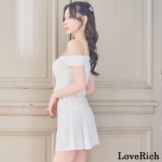 画像9: 【SMLサイズ】セットアップ キャミソール オフショル フロントファスナー パールライン 美胸 タイト ミニドレス キャバドレス  (9)
